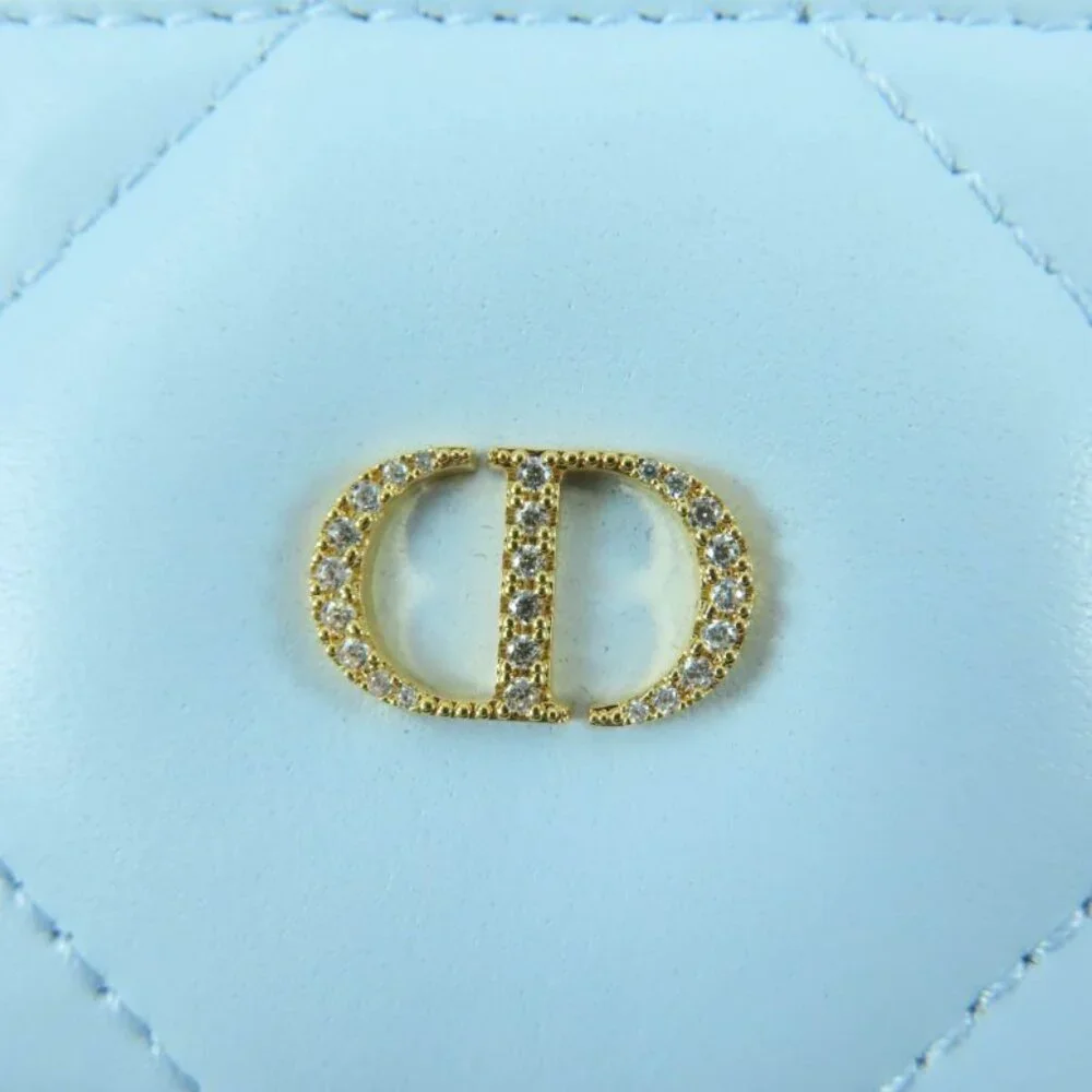Christian Dior 25 AW Caro Freesia Crystal Card Holder Lambskin Card Case